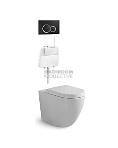Gallaria - Danza Toilet Floor Pan Standard Seat, Cistern & VOLE BLACK Button Package (P & S Trap 80-140mm)