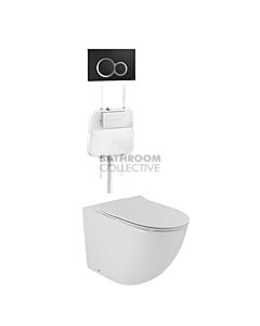 Gallaria - Danza Toilet Floor Pan Thin Seat Cistern & VOLE BLACK Button Package (P & S Trap 80-140mm)