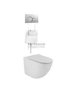 Gallaria - Danza Toilet Floor Pan Thin Seat Cistern & VOLE WHITE Button Package (P & S Trap 80-140mm)