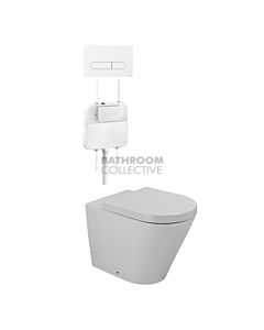 Gallaria - Tropical Toilet Floor Pan Cistern & ENERO WHITE Button Package (P & S Trap 80-140mm)