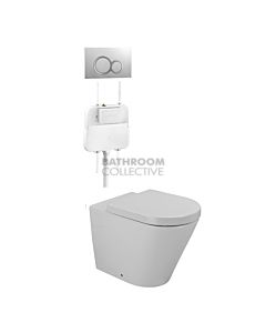 Gallaria - Tropical Toilet Floor Pan Cistern & VOLE WHITE Button Package (P & S Trap 80-140mm)