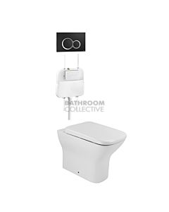 Gallaria - Luxx Toilet Floor Pan Cistern & VOLE BLACK Button Package (P & S Trap 65-85mm)