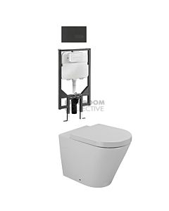 Gallaria - Tropical Toilet Wall Hung Pan Cistern & ENERO BLACK Button Package (P Trap)