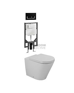 Gallaria - Tropical Toilet Wall Hung Pan Cistern & QUBO BLACK Button Package (P Trap)