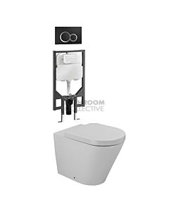 Gallaria - Tropical Toilet Wall Hung Pan Cistern & VOLE BLACK Button Package (P Trap)