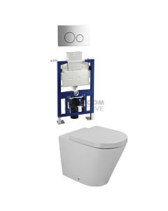 Gallaria - Tropical Toilet Wall Hung Pan Low Level Cistern & CIRCO STEEL Button Package (P Trap)