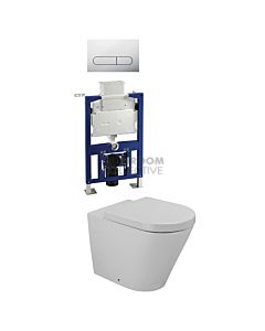 Gallaria - Tropical Toilet Wall Hung Pan Low Level Cistern & ENERO CHROME Button Package (P Trap)
