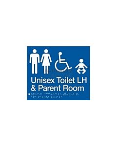 Emroware - Braille Sign Unisex  Accessible Toilet & Parent Room LH 180mm x 210mm