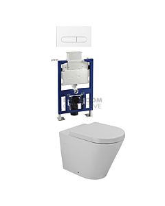 Gallaria - Tropical Toilet Wall Hung Pan Low Level Cistern & ENERO WHITE Button Package (P Trap)