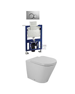 Gallaria - Tropical Toilet Wall Hung Pan Low Level Cistern & VOLE CHROME Button Package (P Trap)