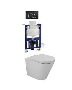 Gallaria - Tropical Toilet Wall Hung Pan Low Level Cistern & VOLE BLACK Button Package (P Trap)