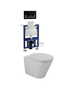 Gallaria - Tropical Toilet Wall Hung Pan Low Level Cistern & QUBO BLACK Button Package (P Trap)
