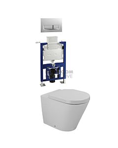 Gallaria - Tropical Toilet Wall Hung Pan Low Level Cistern & QUBO WHITE Button Package (P Trap)