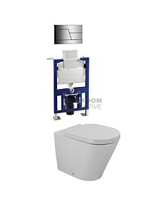 Gallaria - Tropical Toilet Wall Hung Pan Low Level Cistern & ENZO SATIN Button Package (P Trap)