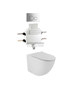 Gallaria - Danza Toilet Floor Pan Thin Seat CIRCO STEEL Button & Low Level Cistern Package (P & S Trap 80-140mm)