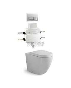 Gallaria - Danza Toilet Floor Pan Standard Seat QUBO WHITE Button & Low Level Cistern Package (P & S Trap 80-140mm)