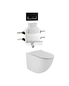 Gallaria - Danza Toilet Floor Pan Thin Seat QUBO BLACK Button & Low Level Cistern Package (P & S Trap 80-140mm)