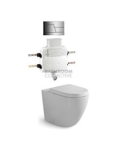 Gallaria - Danza Toilet Floor Pan Standard Seat ENZO SATIN Button & Low Level Cistern Package (P & S Trap 80-140mm)