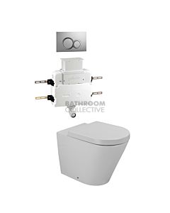 Gallaria - Tropical Toilet Floor Pan VOLE CHROME Button & Low Level Cistern Package (P & S Trap 80-140mm)