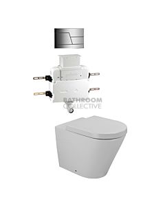 Gallaria - Tropical Toilet Floor Pan ENZO SATIN Button & Low Level Cistern Package (P & S Trap 80-140mm)
