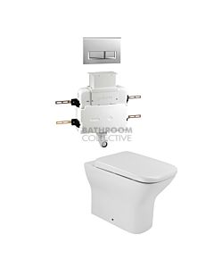 Gallaria - Luxx Toilet Floor Pan QUBO WHITE Button & Low Level Cistern Package (P & S Trap 65-85mm)