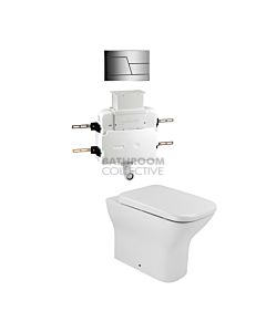 Gallaria - Luxx Toilet Floor Pan ENZO SATIN Button & Low Level Cistern Package (P & S Trap 65-85mm)