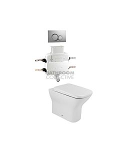 Gallaria - Luxx Toilet Floor Pan VOLE CHROME Button & Low Level Cistern Package (P & S Trap 65-85mm)