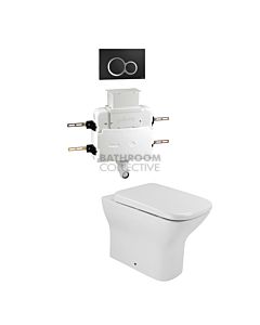 Gallaria - Luxx Toilet Floor Pan VOLE BLACK Button & Low Level Cistern Package (P & S Trap 65-85mm)