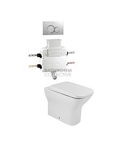 Gallaria - Luxx Toilet Floor Pan VOLE WHITE Button & Low Level Cistern Package (P & S Trap 65-85mm)