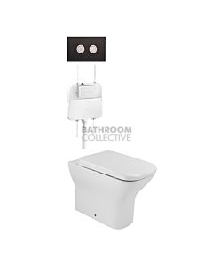 Gallaria - Luxx Toilet Floor Pan Pneumatic Cistern & VALA BLACK Button Package (P & S Trap 65-85mm)