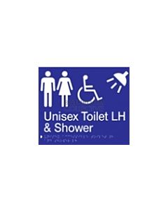 Emroware - Braille Sign Unisex  Accessible Toilet LH & Shower 180mm x 210mm
