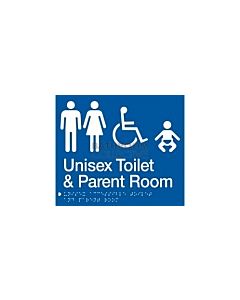 Emroware - Braille Sign Unisex  Accessible Toilet & Parent Room 180mm x 210mm