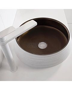 ADP - Zeus Mono Above Counter Ceramic Basin Matte White & Bronze 445mm