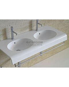 Timberline - Double Bowl Plus 1100mm Wide Wall Basin or Vanity Top with Front Rail