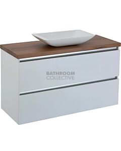 Fienza - Wall Hung Quest All Drawer Vanity, Hardwood Top, Classique 600 Basin, White Gloss 1200mm