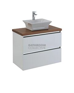 Fienza - Wall Hung Quest All Drawer Vanity, Hardwood Top, Nicole Basin, White Gloss 750mm. 1TH