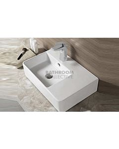 Paco Jaanson - Bellagio Soft 615mm Wall or Bench Mounted Basin Left Hand Bowl 1TH WHITE GLOSS