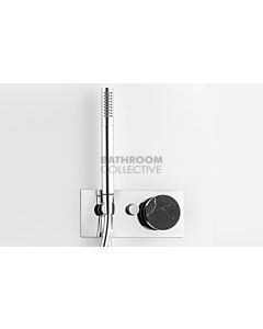 Paco Jaanson - Marmo Wall Diverter Mixer System with Handshower Chrome with Black Marquina