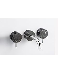Paco Jaanson - Marmo Wall Basin Lever Tap Set Chrome with Black Marquina