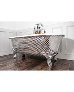 Chadder - Blenheim Double Ended Clawfoot Bath with Polished Metal Mosaic Exterior 1740mm (Handmade in UK)