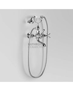 Astra Walker - Edwardian Exposed Wall Mounted Bath Tap Set with Handshower, Cross Handle CHROME A52.20
