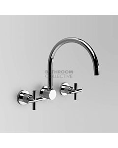 Astra Walker - Icon + Wall Kitchen Sink Tap Set, Cross Handles CHROME A67.28