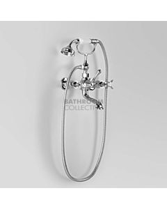 Astra Walker - Olde English Exposed Wall Bath Filler Tap Set with Handshower, Cross Handle CHROME A51.20
