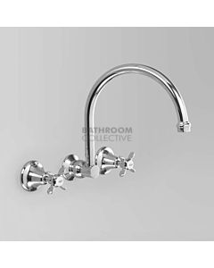 Astra Walker - Olde English Wall Kitchen Sink Tap Set 260mm, Cross Handle CHROME A51.28