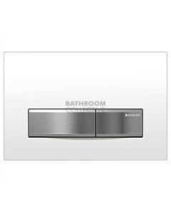 Geberit - Sigma50 Mechanical Dual Flush Button/Access Plate White Glass, Brushed (metal)