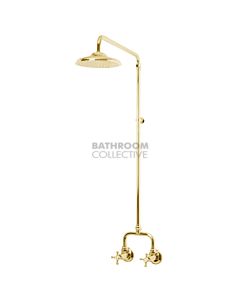 Bastow Tapware - Federation Exposed Shower Set Cross Handle with 200mm Rose BRASS GOLD