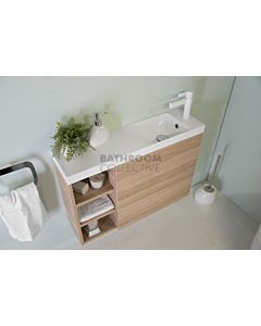 ADP - Petite Wall Hung Vanity with Side Shelf 800mm, White Polymarble Top