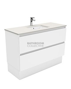 Fienza - Sarah Roman Sand Freestanding All Drawer Quest Vanity, Stone Top, White Gloss 1200mm 1 Tap Hole