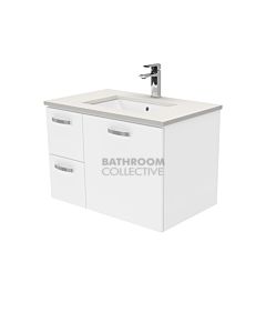 Fienza - Sarah Roman Sand Wall Hung Vanity Left Drawers, Stone Top, White Gloss 750mm 1 Tap Hole