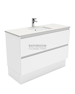 Fienza - Sarah Crystal Pure Freestanding Quest All Drawer Vanity, Stone Top, White Gloss Fingerpull 1200mm 1 Tap Hole